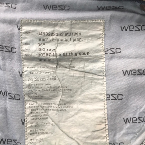 WESC Marwin Jeans Men Size 36 - Picture 4 of 4